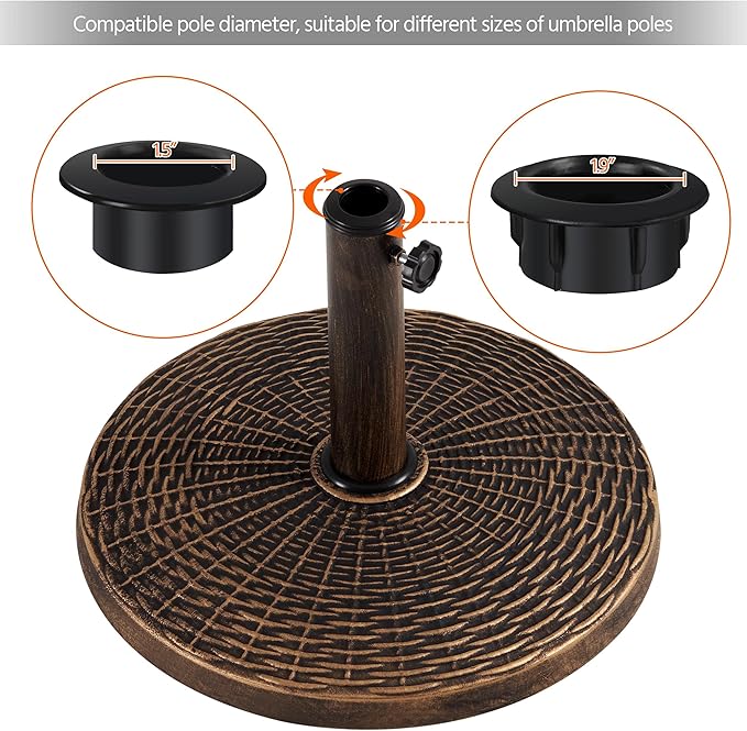 Yaheetech 22 lbs Heavy Duty Outdoor Umbrella Base 18" Round Patio All-Weather Umbrella Stand Market Umbrella Base for Garden & Lawn, Bronze