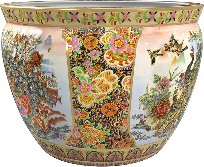 Red Lantern Large 22" Satsuma Porcelain Fishbowl Planter