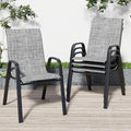 Patio Chairs Set of 4, Stackable Outdoor Dining Chairs for All Weather Textilene Fabric & Metal Frame, Outdoor Chairs Set for Backyard Deck Garden (Grey, Set of 4)