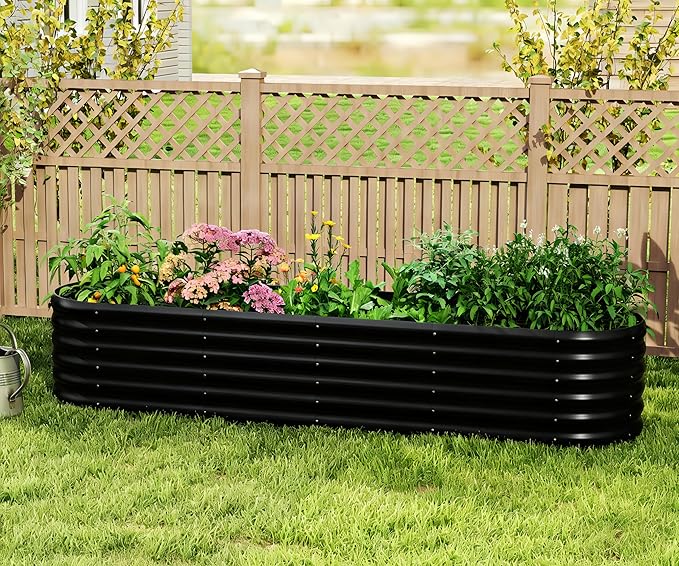 Galvanized Raised Garden Bed, Outdoor Planter Bed, Metal Planter Box for Gardening and Planting,8x2x1.5ft, Light Green