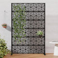 Casaphoria Metal Privacy Screen Outdoor, 72" H x 47" W Freestanding Decorative Privacy Screen for Patio Deck Balcony Garden with Stable Base, Black-Gene