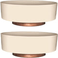 The HC Companies 8 Inch Round Plastic Succulent Capri Bowl Decorative Indoor Flower Succulent Planter Pot with Drain Plug Hole, Vanilla Bisque (2 Pack)