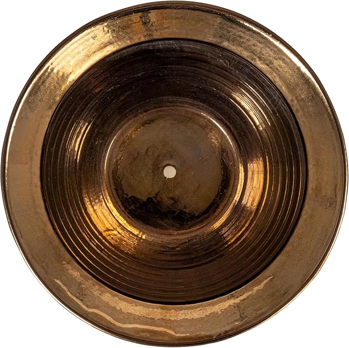 Creative Co-Op Embossed Textured Stoneware Planter, Metallic Gold