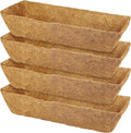 4 Pack 24 Inch Trough Coconut Liners for Window Box Deck Planter Natural Coco Fiber Replacement Liner for Outdoor Plants Rectangular Coir Planters for Porch Balcony Garden Decor