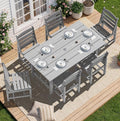 SERWALL Patio Dining Sets for 6 Person, HDPE Dining Set with 6 Armless Chairs, Light Gray
