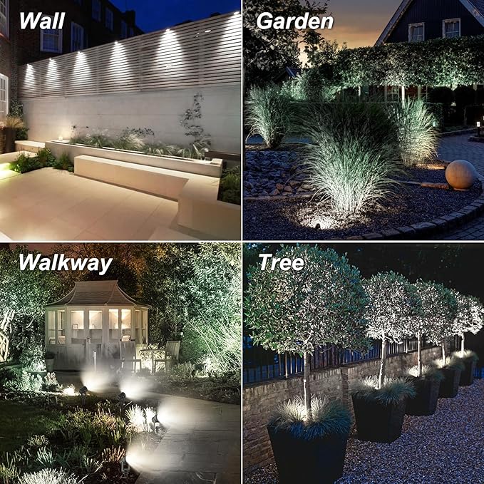 Solar Spot Lights Outdoor, Landscape Spotlights IP65 Waterproof 9.8ft Cable, Dusk to Dawn Solar Uplights for Trees Garden Yard Driveway Porch Walkway Pool (6-in-1, 6000K Cool White)