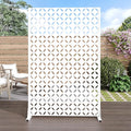 Casaphoria 72" H x 47" W Metal Privacy Screen, Outdoor Freestanding Decorative Divider for Patio, Deck, Balcony, and Garden with Stable Base, White-Daniel