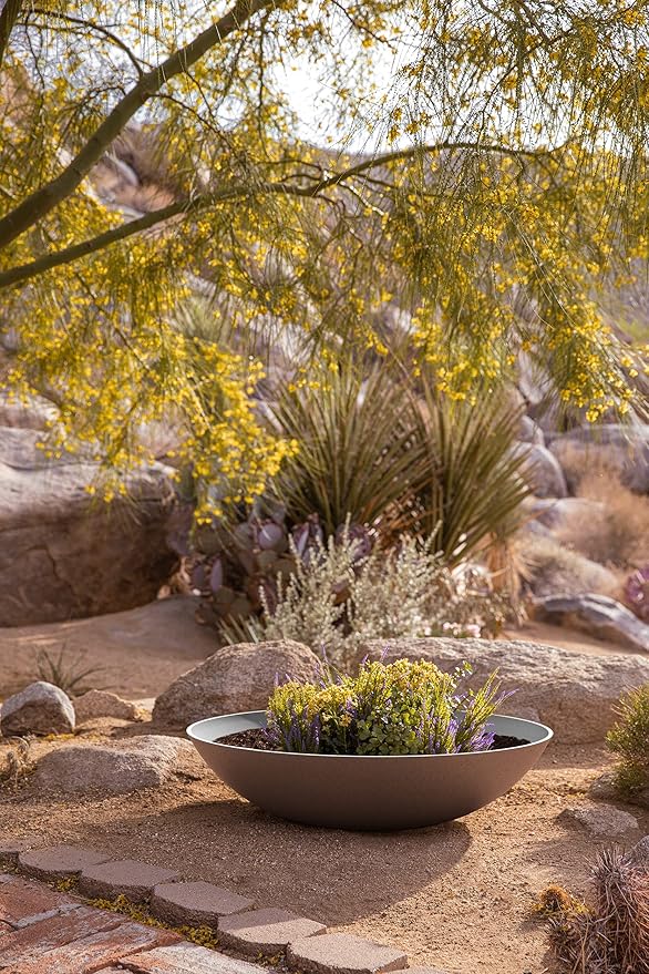 Veradek Mason Series Lane Bowl Planter| for Indoor or Outdoor Tabletops/Gardens |Made from Plastic-Stone Composite with Drainage Holes|Modern Décor for Flowers, Succulents, Small Plants