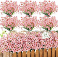 MACTING 24 Bundles Artificial Flowers for Outdoors Fake Flowers UV Resistant Faux Plastic Plants No Fade for Planters Window Box Patio Porch Garden Home Indoor Outdoor Spring Decorations,Pink