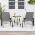 Patio Chairs Set of 2, Outdoor Dining Chairs Stackable for All Weather, Breathable Metal Modern Outside Furniture Chair for Pool Side, Garden, Backyard Deck, Dark Grey