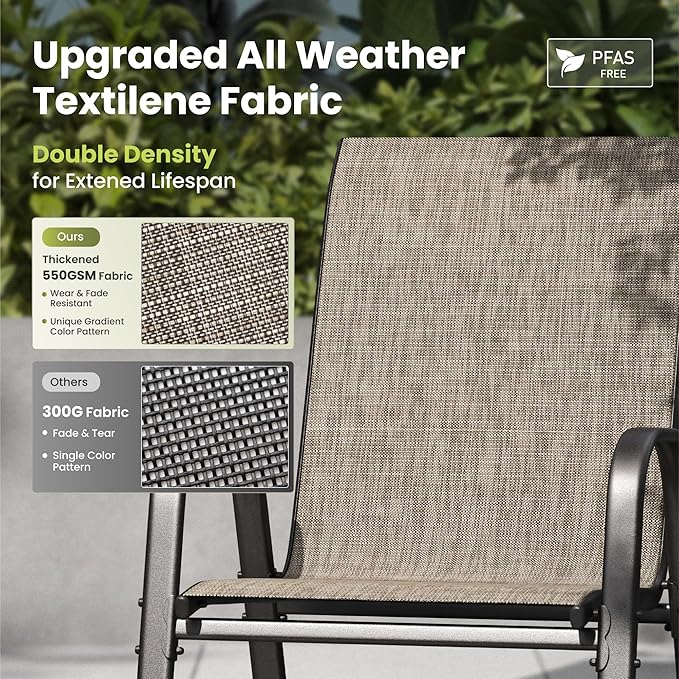 PHI VILLA Patio Chairs Set of 6, Outdoor Stackable Dining Chairs with E-Coating Metal Frame and Upgraded Textilene Fabric, All Weather Deck Chair 350 LBS Capacity for Porch Poolside Garden