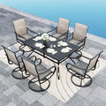 Sophia & William Patio Dining Set 7 Pieces, 6 x Patio Dining Swivel Chairs Padded with 1 Umbrella Table, Outdoor Table and Chairs for Lawn Garden