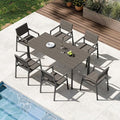 Outdoor Dining Set for 6, Aluminum Patio HDPS Outdooor Table and Chairs Set with Umbrella Hole, All Weather Patio Furniture Set, 7 Peice Patio Dining Table Set (Charcoal)