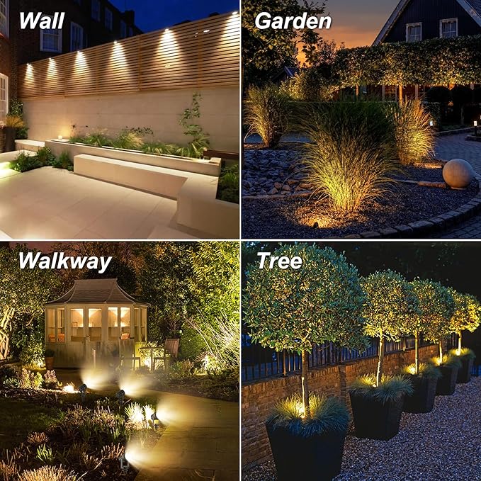 Solar Spot Lights Outdoor, Dusk to Dawn Landscape Spotlights IP65 Waterproof 9.8ft Cable,Solar Uplights for Tree Garden Yard Driveway Porch Walkway Pool (6-in-1, 3000K Warm White)