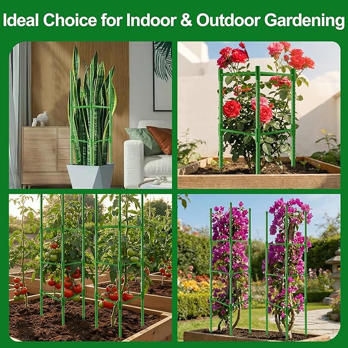 WAENLIR 3-Pack Tomato Cage for Garden, Up to 51 Inch Tomato Trellis for Raised Garden Bed, Plant Stakes for Pots, Durable Tomato Plant Support Garden Stakes for Climbing Plants (Green, 51 inch 3 Pack)