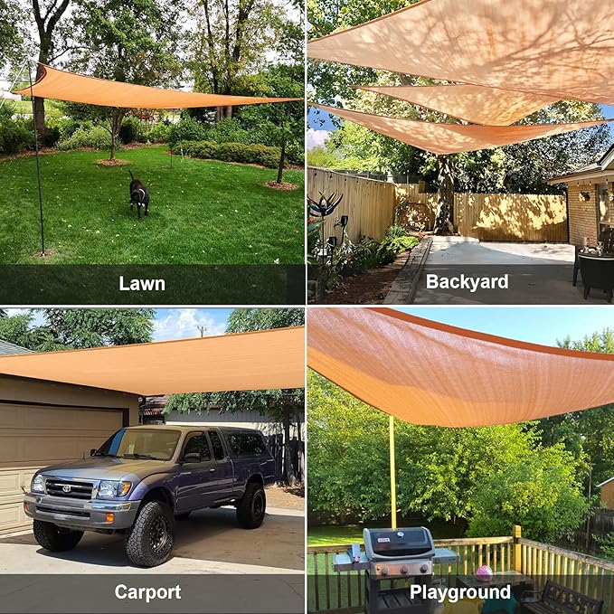 SUNLAX Sun Shade Sail 8' x 16' x 17.9' Peach Fuzz Rectangle Canopy Sail Shade Cover UV Block Permeable Sunshade Outdoor for Patio Backyard Deck Pergola (We Make Custom Size)