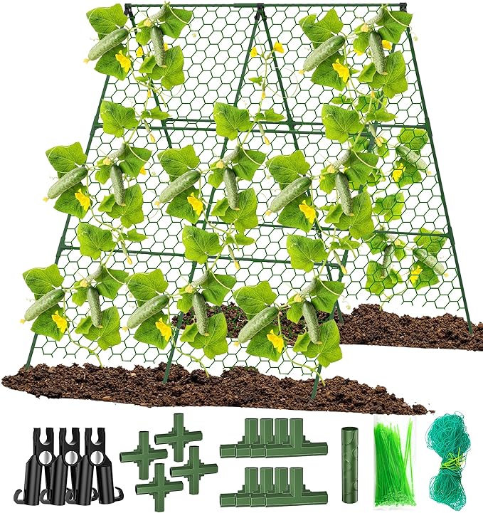 Cucumber Trellis, 35" X 50" A-Frame Garden Trellis for Climbing Plants Outdoor, Foldable Trellis Cucumber for Raised Bed Vegetable/Tomato/Flowers/Pea