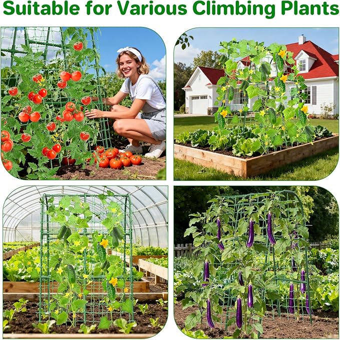 Cucumber Trellis for Raised Bed, U-Shape Garden Trellis for Climbing Plants Outdoor, Metal Arch Trellis for Vegetables, Plant Support for Tomato, Pea, Zucchini(31.5" L×30" W×47.2" H-Small)