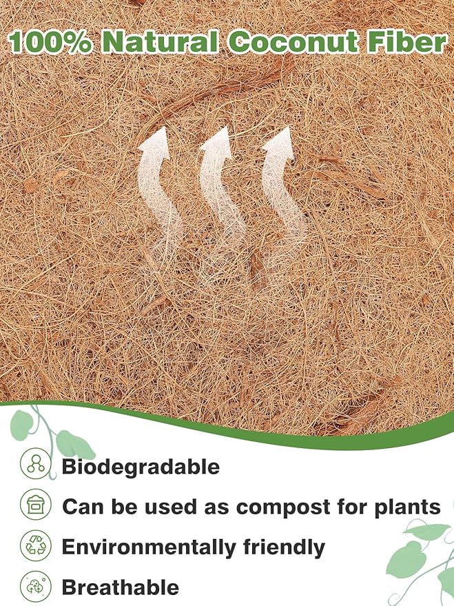 36in Coco Liners for Window Planter Box - 3 Pack 100% Natural Coconut Coir Fiber Liner Replacement for Deck Flower Box, Garden Railing Fence Trough, Wall Planter Basket, Vegetables Pot