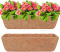 Y&M 2Pcs 24" Trough Coco Fiber Replacement Liner, Pre-Formed Window Deck Coco Liner, Natural Coconut Planter for Wall Hanging Basket, Window Box, Fence, Railing