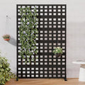 Casaphoria Metal Privacy Screen Outdoor, 72" H x 47" W Freestanding Decorative Privacy Screen for Patio Deck Balcony Garden with Stable Base, Black-Square