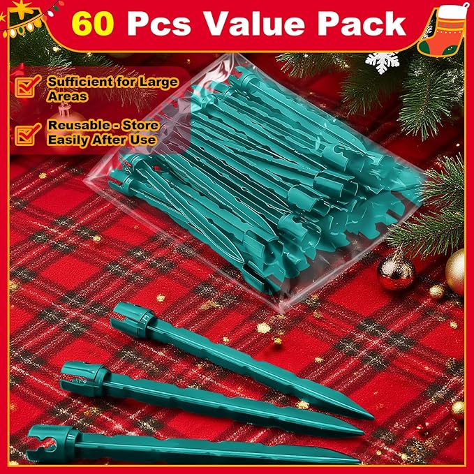 60 Pcs 7.5 Inch Christmas Light Stakes, Christmas Yard Stakes for C7 C9 Christmas Lights, Garden Path Walkway Holiday Decorations(Green)