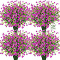 20 Bundles Artificial Flowers for Outdoors Fake Plastic Flowers UV Resistant Realistic Faux Plants Shrubs for Spring Summer Garden Porch Yard Patio Planter Window Box Home Decor, Fuchsia