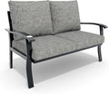 HOMREST Outdoor Loveseat Aluminum Patio Furniture Sofa, All-Weather Metal Outdoor Couch with Cushions, Grey