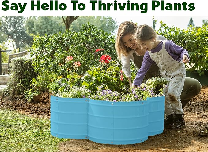 Plant & Plot Galvanized Raised Garden Beds Outdoor // 3×3×1 ft Planter Raised Beds for Gardening, Vegetables, Flowers // Large Metal Garden Box (Teal) // Patented Tool-Free Design
