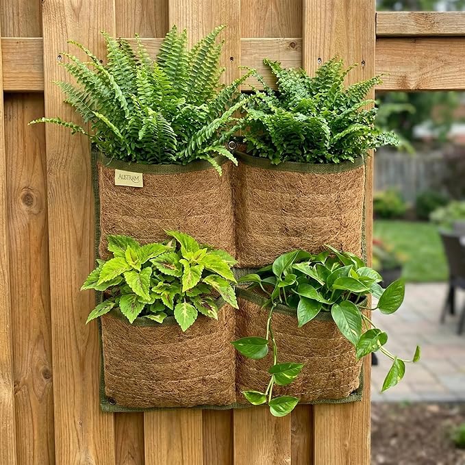 Vertical Garden Planter, 4 Pocket, Vertical Planter, wall planters for Outdoor Plants, Plant wall, Hanging planters for Indoor Plants, for Herbs, Patio Decor, Balcony Decor, Indoor Garden