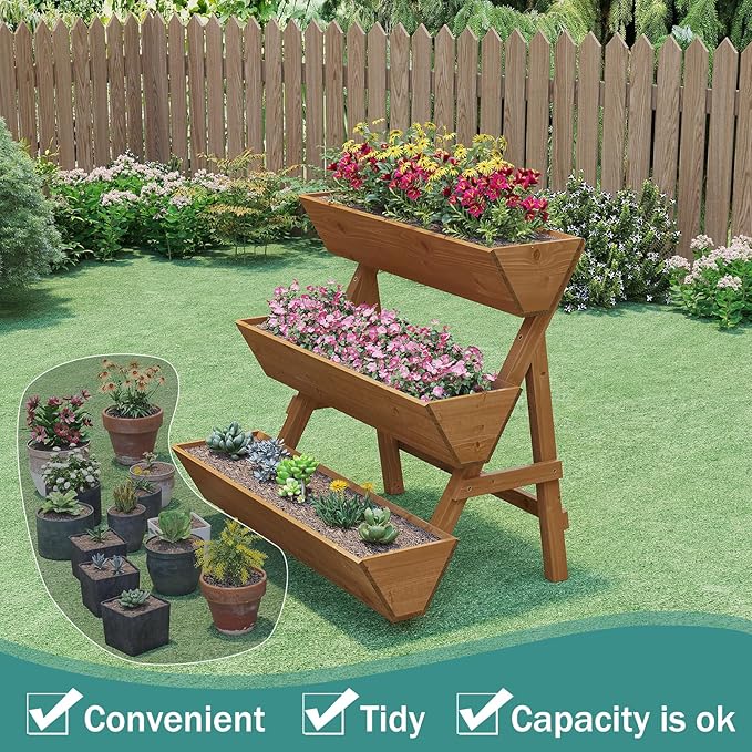Raised Garden Bed, 3 Tier Vertical Garden Planter for Indoor & Outdoor, Raised Planter Box with Legs