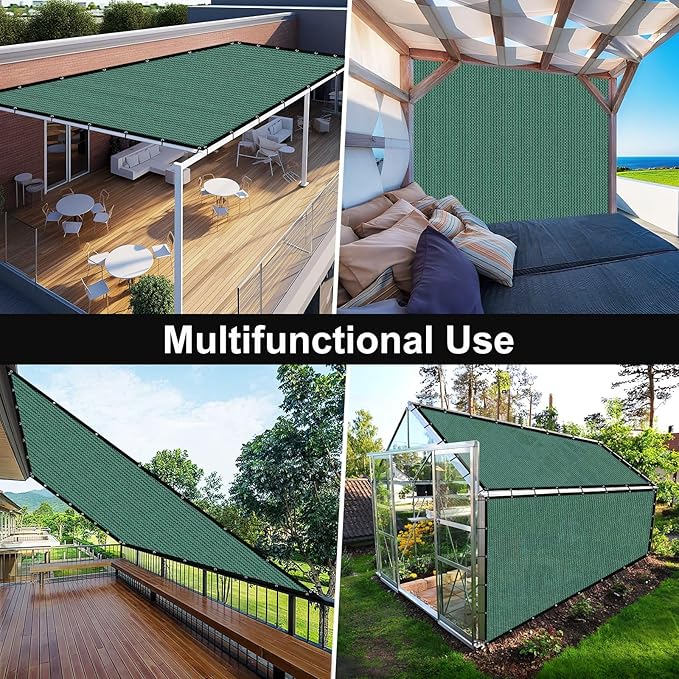 Artpuch 90% Sun Shade Cloth, 10 x 12 FT Pergola Shade Cover Canopy with Grommets, Sun Screen Fabric Tarp for Patio, Outdoor, Garden, Backyard, Green