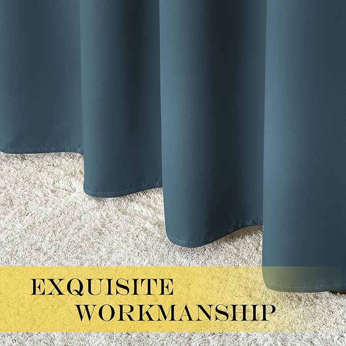 NICETOWN Blackout Room Divider Curtains for Sliding Glass Doors 102 Inches Long 1 Panel, Extra Wide Curtains for Doorway Patio Bedroom Living Room (Smoky Blue, 80Wx102L, 1 Panel)