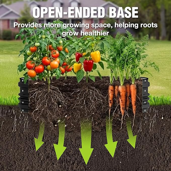 WORKPRO 2PK 4x2x1ft Outdoor Galvanized Raised Garden Bed Kit, Rust & Corrosion Protection, Easy Assembly, Safe Edge, Ideal for Vegetables & Flowers, Black