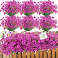MACTING 24 Bundles Artificial Flowers for Outdoors Fake Flowers UV Resistant Faux Plastic Plants No Fade for Planters Window Patio Porch Home Garden Outside Spring Summer Decorations(Purple)