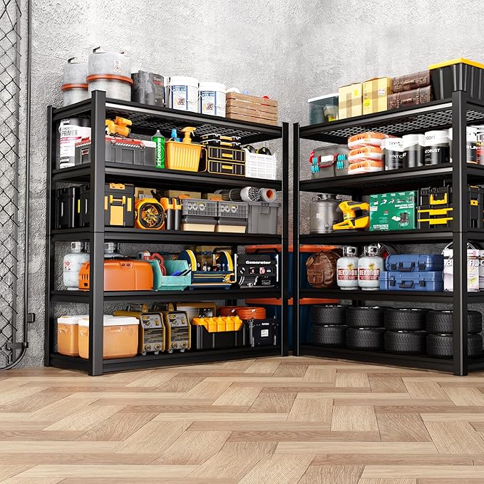 78" H Garage Shelving Heavy Duty Storage Shelves, Adjustable Metal Shelving Unit, Utility Garage Organizer Shelf for Basement, Pantry, Kitchen, Warehouse, Supermarket, 45.6" Wx19.7 Dx78 H