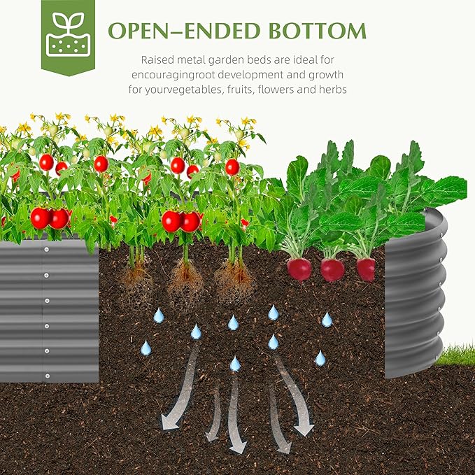 Galvanized Raised Garden Bed, Outdoor Planter Bed, Metal Planter Box for Gardening and Planting,8x2x1.5ft, Dark Grey