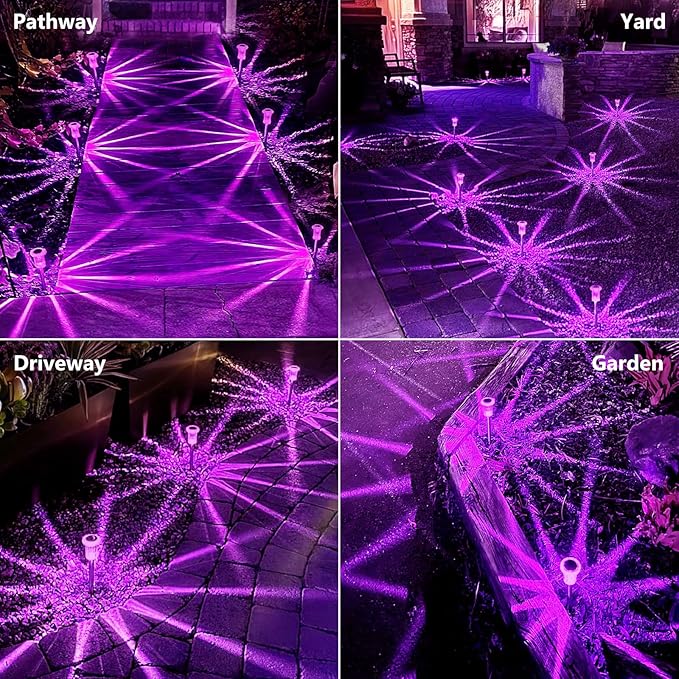 Christmas Solar Lights Outdoor 10 Pack Solar Pathway Lights Outdoor Halloween Decorations Waterproof Yard Lighting for Driveway Garden Walkway Path Landscape Lawn