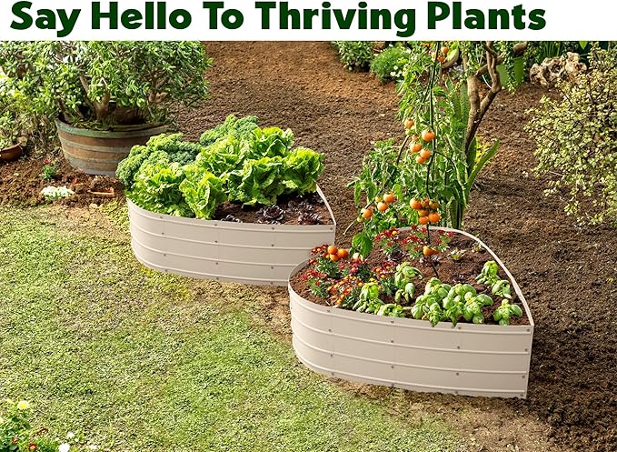 Plant & Plot Galvanized Raised Garden Beds Outdoor // Planter Raised Beds for Gardening, Vegetables, Flowers // Large Metal Garden Box (White) // Tool-Free Assembly