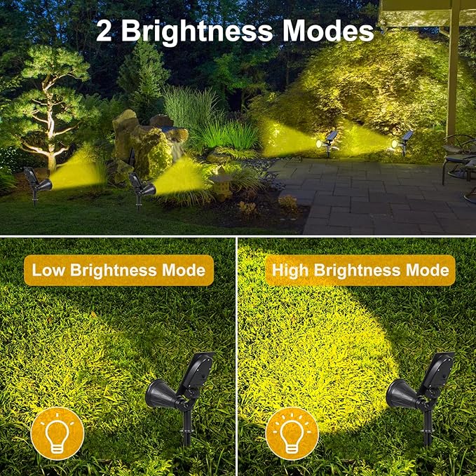 T-SUN Solar Spotlights Outdoor Waterpoof, 7 LED Christmas Solar Lights Outdoor, Auto Turn Off/ON Solar Landscape Spotlights for Tree, Patio, Yard, Garden, Driveway, Pool Area(Warm White- 2 Pack)