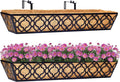 2pcs 30 Inch Window Deck with Coco Liner, 30" Window Boxes Horse Trough with Coconut Coir Liner, Metal Hanging Flower Planter Window Basket Deck Railing Planter Boxes for Outdoor Indoor Lawn