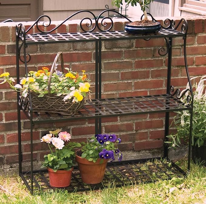 Panacea Products Forged 3-Tier Plant Stand, Black