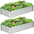 2PCS 6x3x1FT Galvanized Raised Garden Bed, Galvanized Planter Raised Garden Boxes Outdoor, Large Metal Raised Garden Beds for Vegetables-Silver