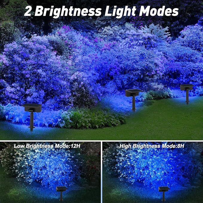 T-SUN Solar Spot Lights Outdoor, 4 Pack 49LED Landscape Spotlights, 2 Lighting Modes Auto ON/Off Solar Lights for Trees, Garden, Yard, Pathway, Driveway(Blue)