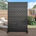Casaphoria Metal Privacy Screen Outdoor, 72" H x 47" W Freestanding Decorative Privacy Screen for Patio Deck Balcony Garden with Stable Base, Palace Black