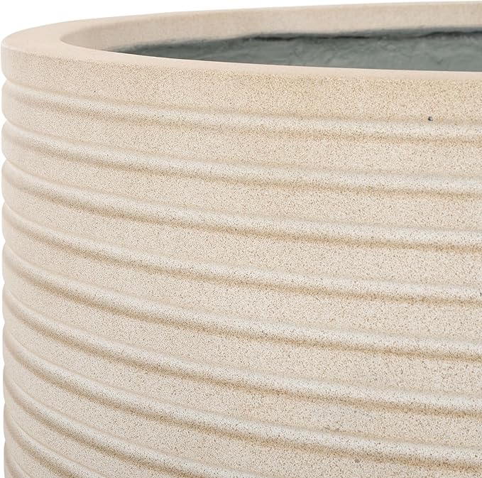 SAFAVIEH Outdoor Collection Nardo Beige Cement Ficonstone Planter Pot