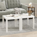 Furinno Classic Coffee Table Set of 2, Square Modern Coffee Table with Triple Thick Tabletop, Side Table with 4 Legs, for Living Room, Bedroom, Home Office, White