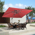PURPLE LEAF 10' X 12' Patio Umbrella Outdoor Rectangle Umbrella Large Cantilever Umbrella Windproof Offset Heavy Duty Sun for Garden Deck Pool Patio, Terra