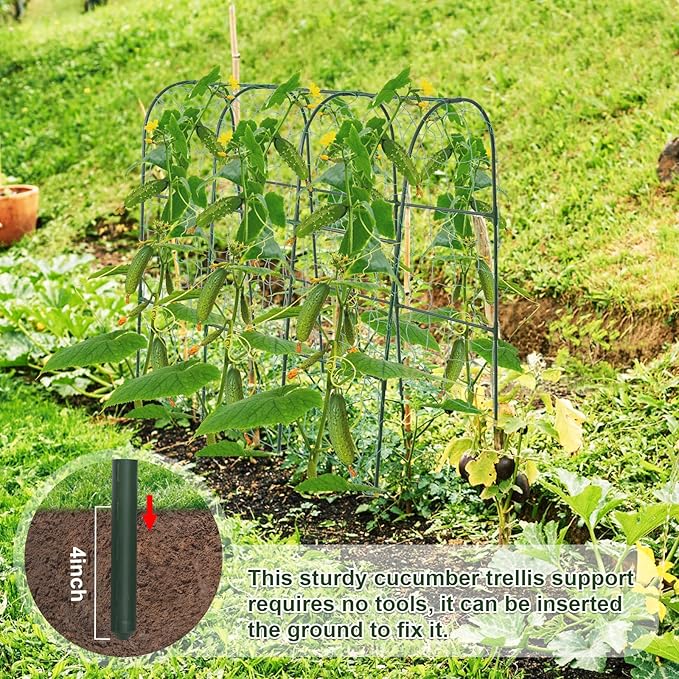 Cucumber Trellis for Raised Bed,U-Shape Garden Trellis for Climbing Plants Outdoor, Metal Arch Trellis for Vegetables, Plant Support for Vine,Tomato, Pea (Green, 49.6" L×30" W×47.2" H)