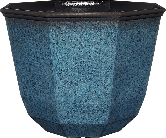Classic Home and Garden Shaina Planting Pots - Lightweight Indoor & Outdoor Plant Pots - UV-Resistant Resin Flower Pots - Pot Planters for Flowers & Herbs (15” Indigo)